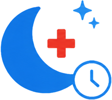 Crescent moon and clock icon representing overnight and weekend coverage
